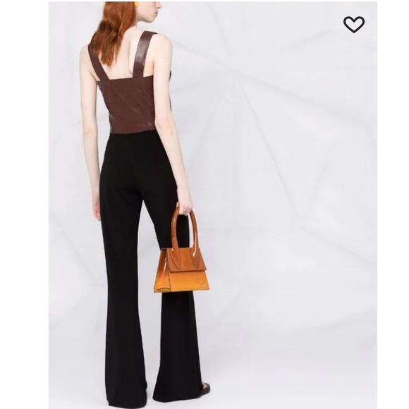 NWT Nanushka Petra Draped Sleeveless Asymmetrical Tank Top Brown Vegan Leather - Picture 4 of 16